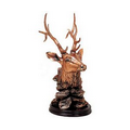 Elk Bust Copper Figurine - 7" W x 15" H
